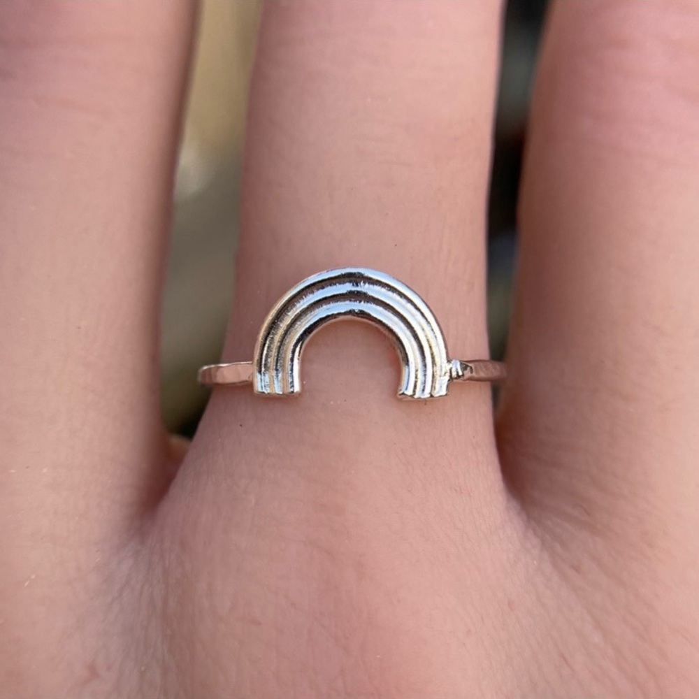 Sterling silver rainbow ring. Handmade arch ring, Dainty sterling silver…